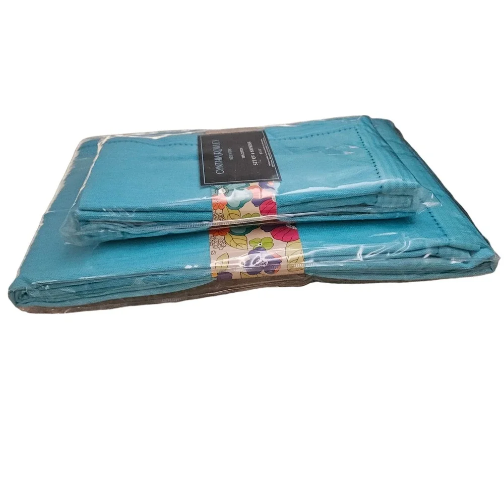Cynthia Rowley‎ Tablecloth and Napkins Set 60 x 90 Oblong Blue Turquoise New